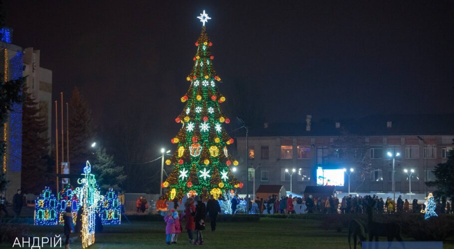 В Каменском зажгли главную новогоднюю елку города