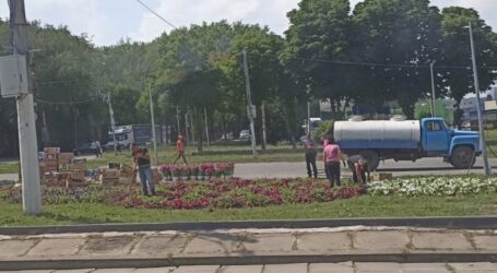 Нові квітники обладнують робітники в центрі Кам’янського
