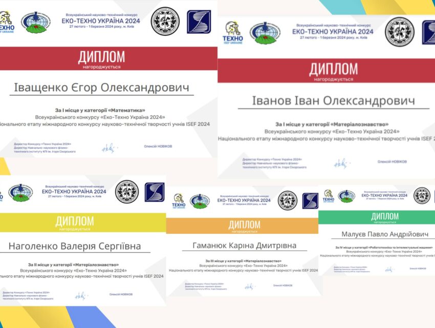 Учні Наукового ліцею з Кам’янського стали призерами Всеукраїнського конкурсу Еко-Техно 2024 