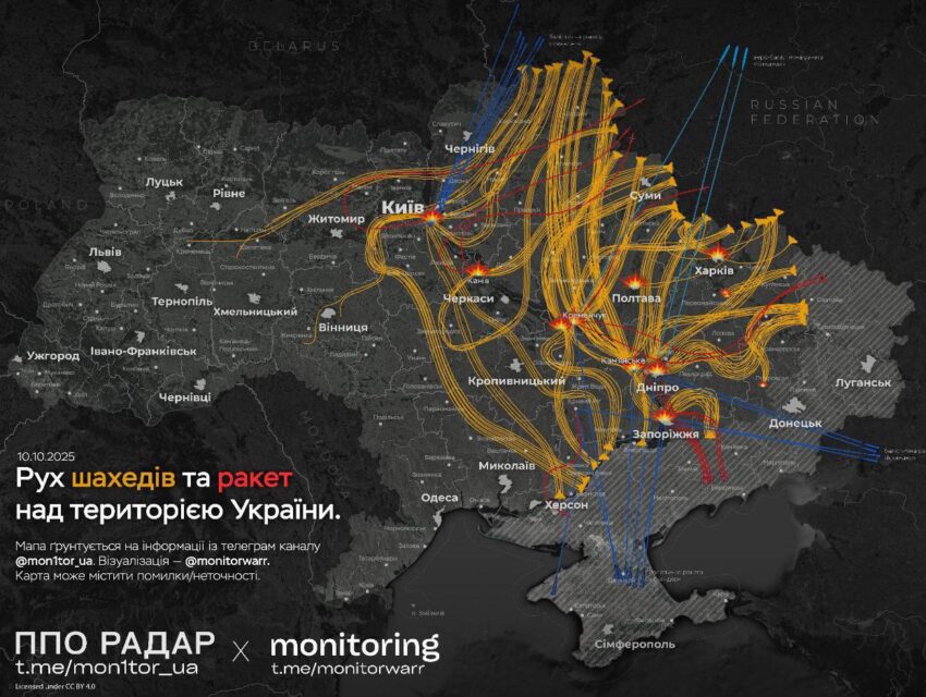 Куди летіли цієї ночі шахеди та ракети