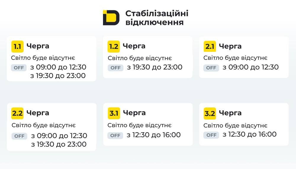 На Дніпропетровщині сьогодні застосовані стабілізаційні відключення електроенергії (графіки Кам'янське) - ФОТО