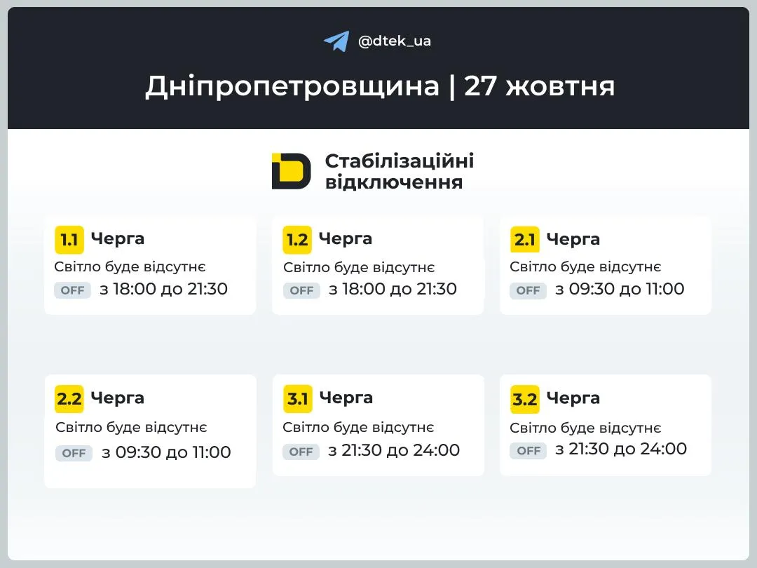 На Дніпропетровщині скасували екстрені відключення, але ввели погодинні (Графік в Кам'янському) - ФОТО