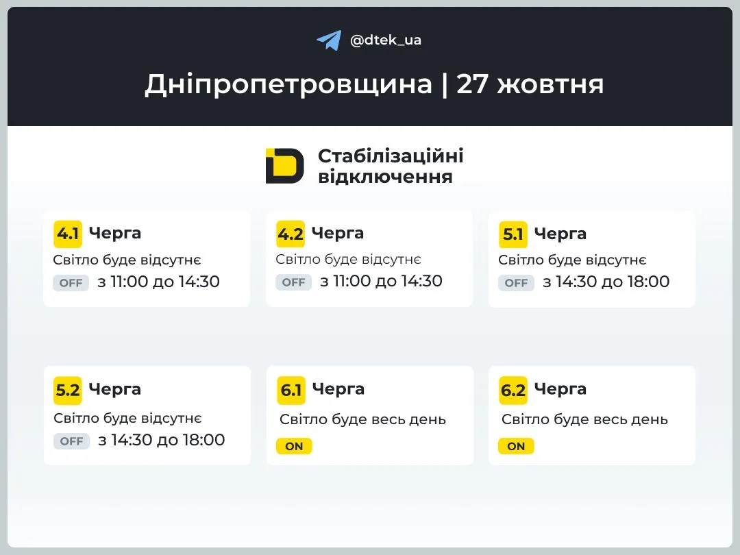На Дніпропетровщині скасували екстрені відключення, але ввели погодинні (Графік в Кам'янському) - ФОТО
