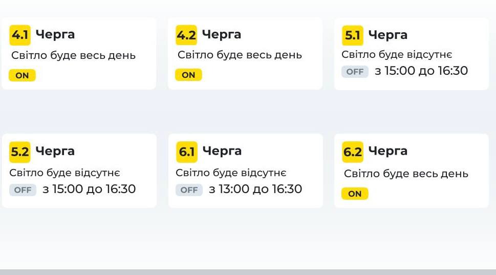 Графіки погодинних відключень електроенергії на Дніпропетровщині 7 листопада - ФОТО