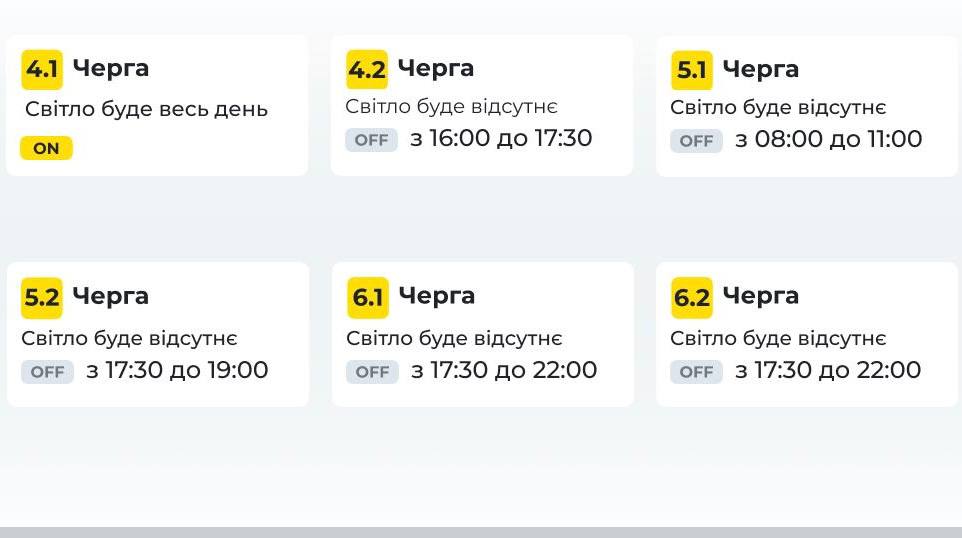У неділю на Дніпропетровщині будуть застосовані графіки погодинних відключень - ФОТО