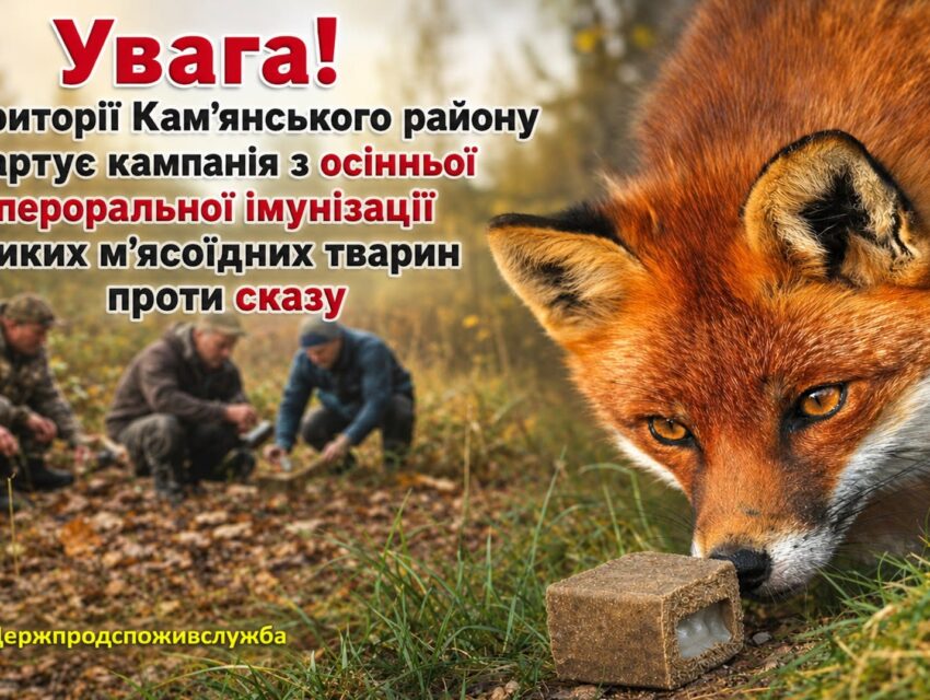 Не чіпайте принади з вакциною: на території Кам’янського району стартувала кампанія з імунізації диких м’ясоїдних тварин проти сказу